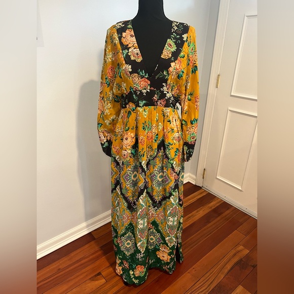 Anthropologie Printed V-Neck Maxi Dress - Picture 10 of 16